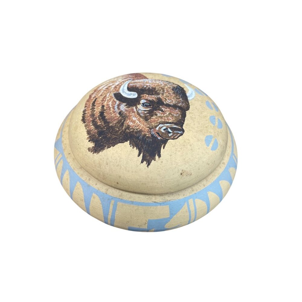 Navajo Southwestern bull handmade studio ceramic bowl SKU 9840